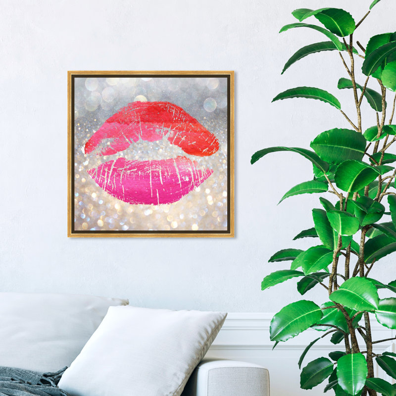 Marilyn's Kiss - Impression sur toile, Encadrement doré, H 20 po x l 20 po