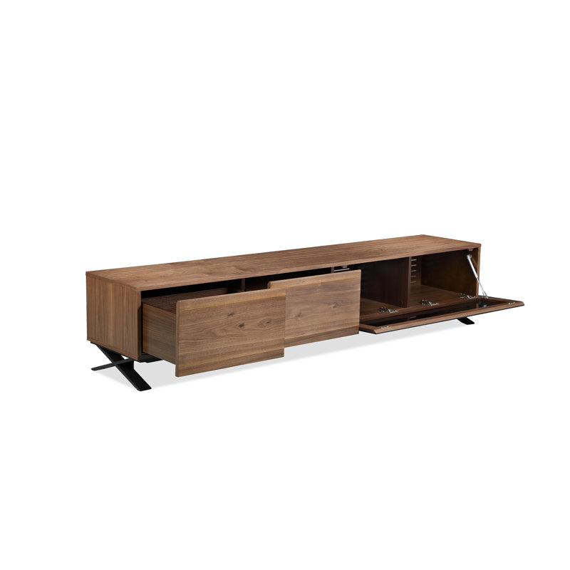 Influencer 90" Walnut and Black Steel TV Stand with Cabinet