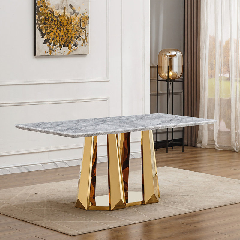 Table de salle à manger Modern, Doré, Gris