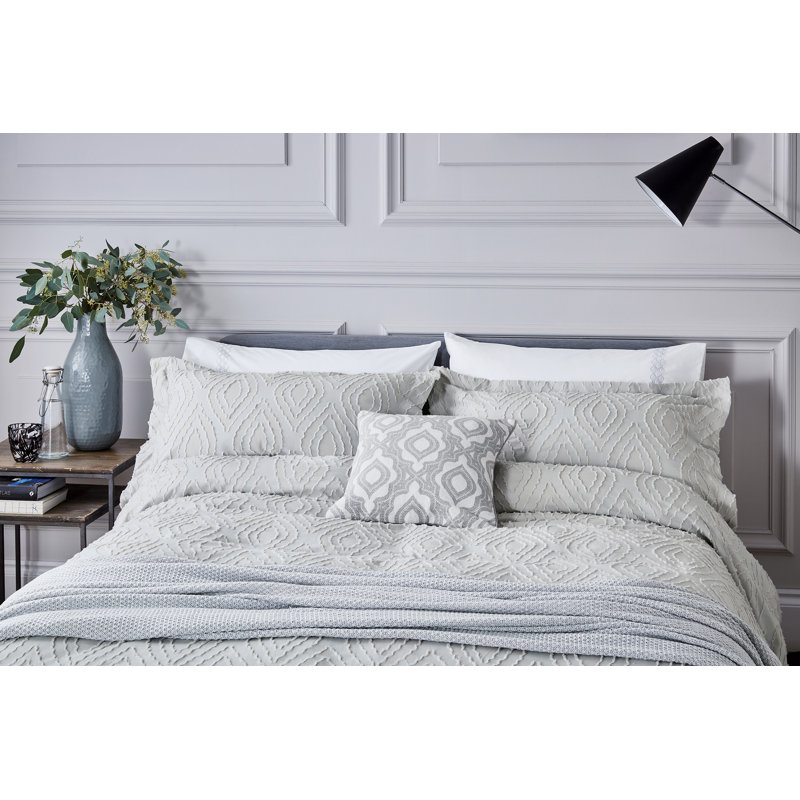 GIA COVER SET, Double Duvet Cover + 2 Standard Pillowcases, Silver
