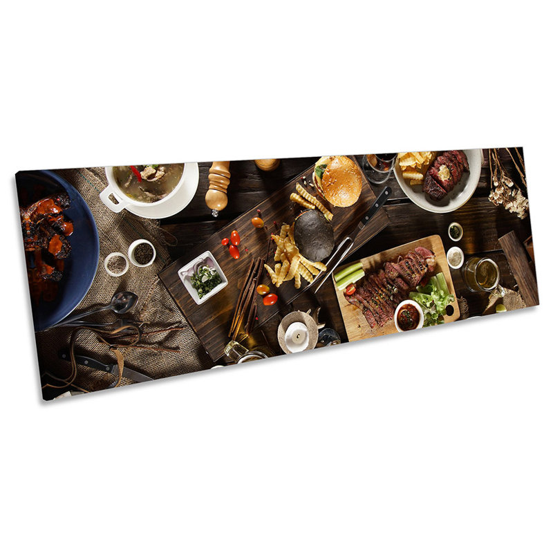 Steak House Grill Kitchen Burger - Wrapped Canvas Panoramic Print, 40.64cm H x 121.92cm W