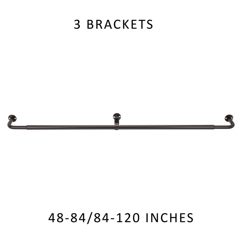 Tringle à rideaux simple réglable en acier Aalina, Bronze, H 4,5 po x l 84 po x P 0,63 po