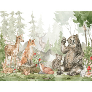 6 Piece Forest Friends 3m x 2.4m Wall Mural