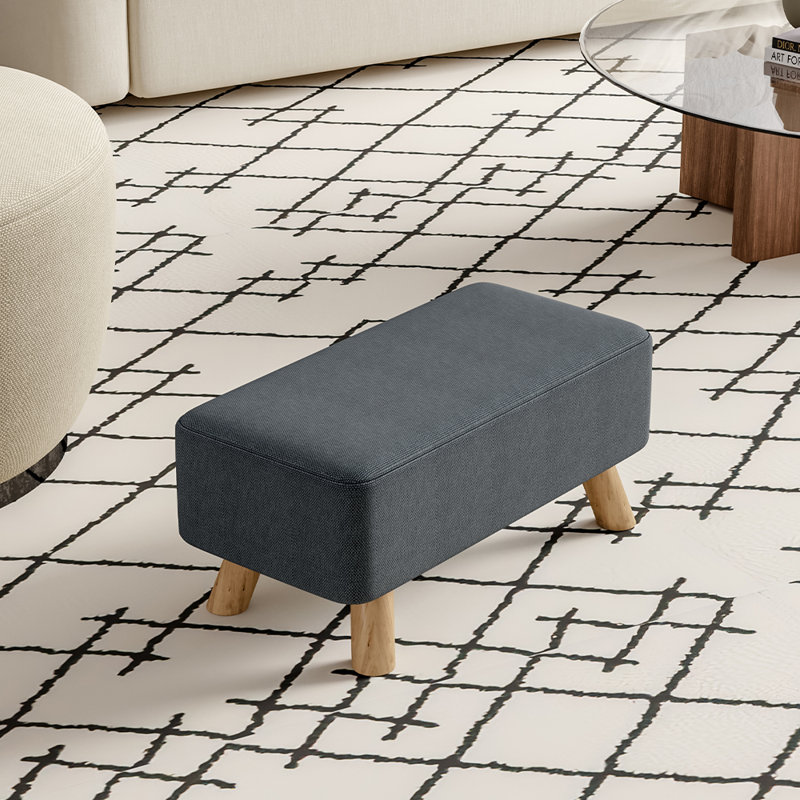Arturo 57cm Wide Rectangle Solid Colour Footstool Ottoman, Dark Grey