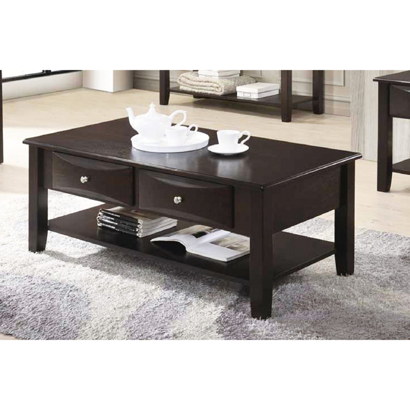 Brown Coffee Table With Meticulously Crafted Drawers Efficient Drawer System