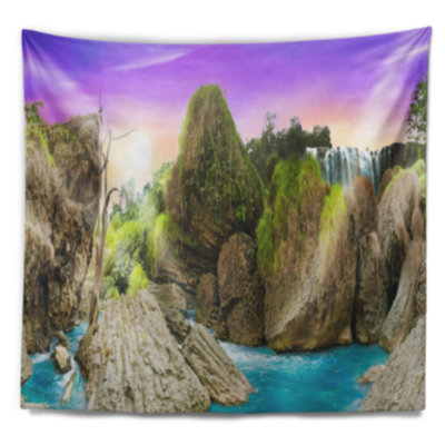 Paysage forêt sauvage et cascade vietnam tapisserie
