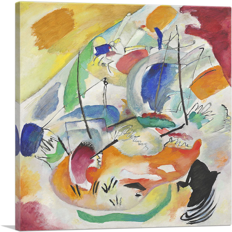 Reproduction sur toile tendue, improvisation 31, Bataille maritime 1913 par Wassily Kandinsky, H 18 po x l 18 po x P 0,75 po