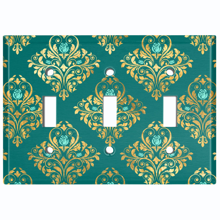 WorldAcc Metal Light Switch Plate Outlet Cover (Damask Yellow Elegant ...