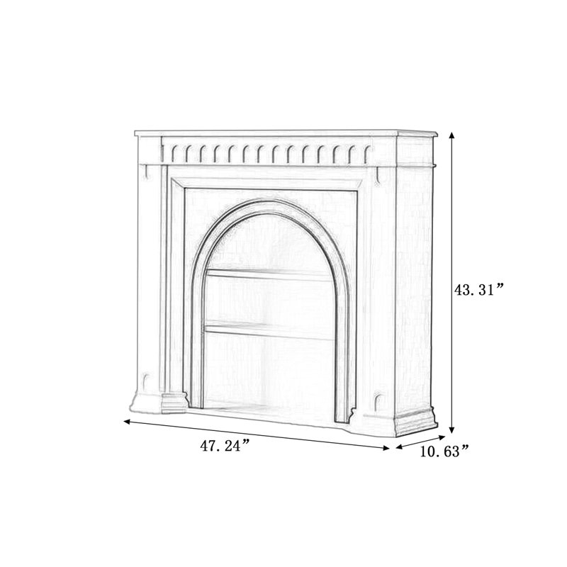 White Solid Wood Freestanding Fireplace