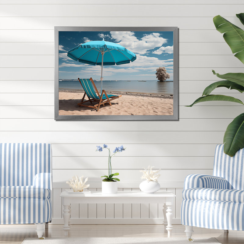 Chaise de plage bleue II - Décoration murale nautique et plage