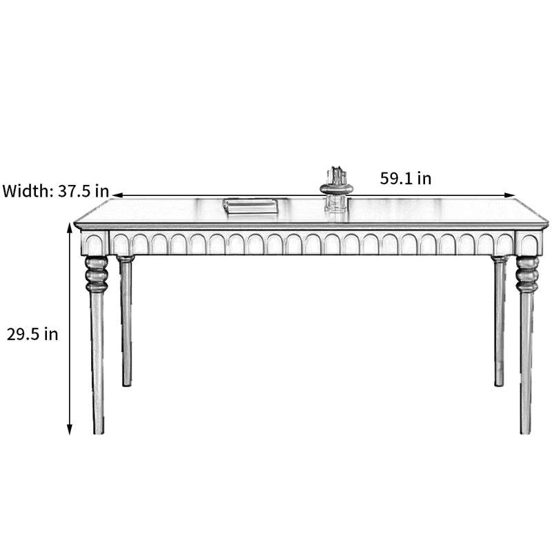 Table de salle à manger Retro, H 29,5 po x L 59,1 po x l 37,4 po