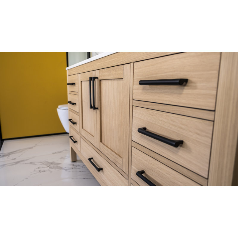Meuble-lavabo 60 po avec lavabo en porcelaine intégré Avery, Chêne