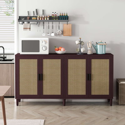 70 Inch Rattan Buffet Villepinte with Adjustable Shelves, Stylish and Functional Storage for Kitchen, Living Room, and Dining Room by Lark Manor