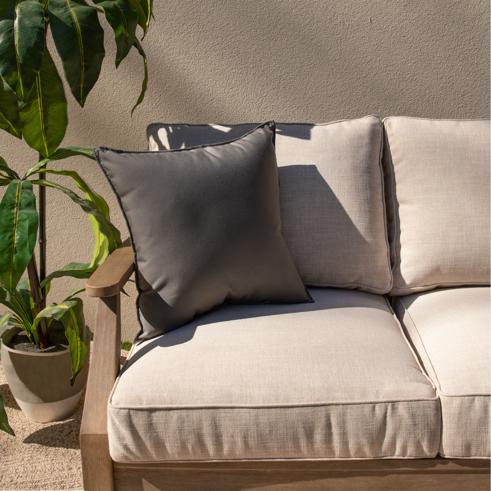 Everley 20" x 6" Sunbrella® Throw Pillow, Charcoal