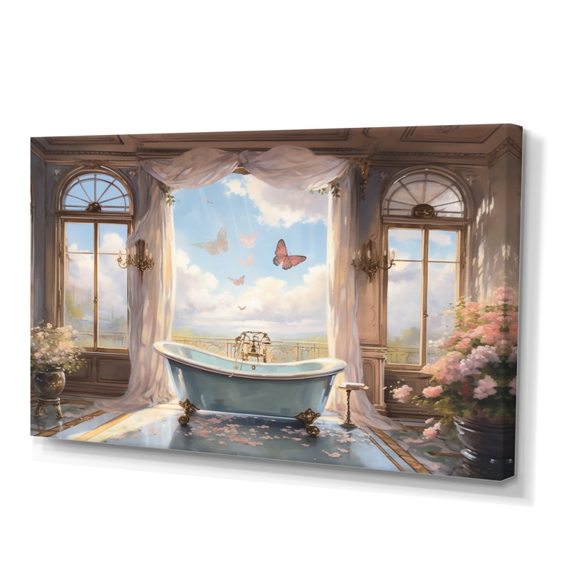 «Jaylyn Bathroom Whispering Butterflies III», reproduction sur toile, H 12 po x l 20 po x P 1 po