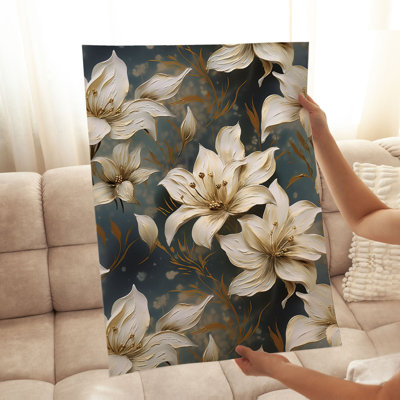 «Floral Golden Flowers II», reproduction d'art moderne sans cadre