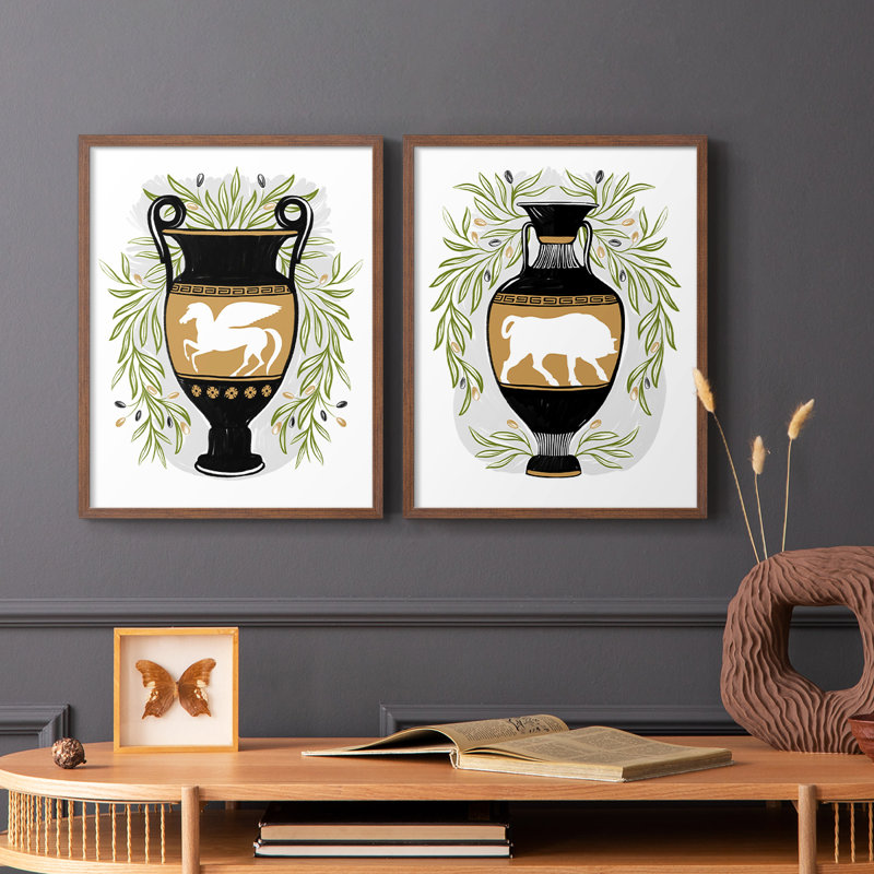 Vases grecs III - reproduction encadrée de qualité supérieure - prêt à être accroché - aucun clou requis - aucun clou requis