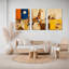 Tableau abstrait géométrique de girafe sur toile tendue (lot de 3)-305340985