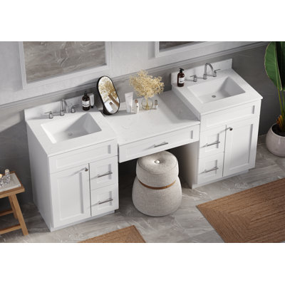 78'' Double Bathroom Vanity With Carrara Quartz Top
