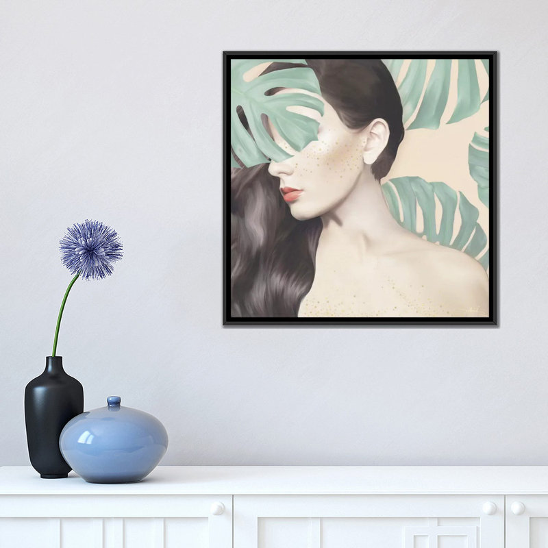 «Monstera Suara», impression sur toile, H 18 po x l 18 po x P 1,5 po, Toile avec cadre flottant noir, Pas de tapis