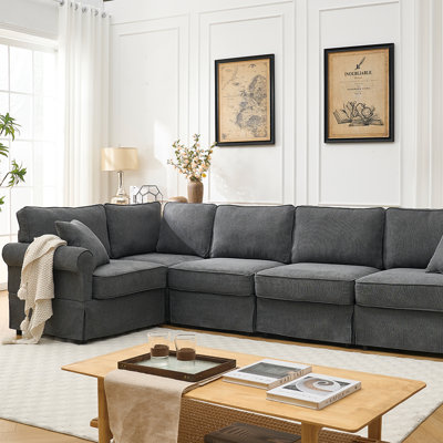 Upholstered Corner Reversible L Shaped Sectional Modular Sofa Couch