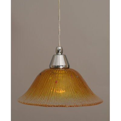 Cord Hung Mini Pendant With 10" Gold Champagne Crystal Glass