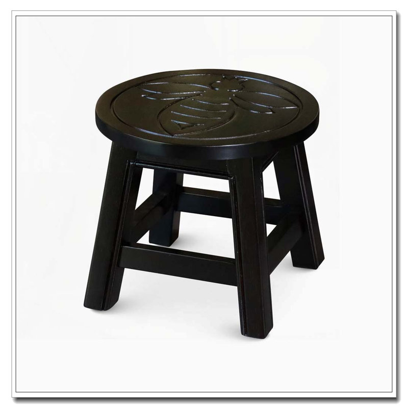 Marchepied sculpté en bois - reine des abeilles - espresso