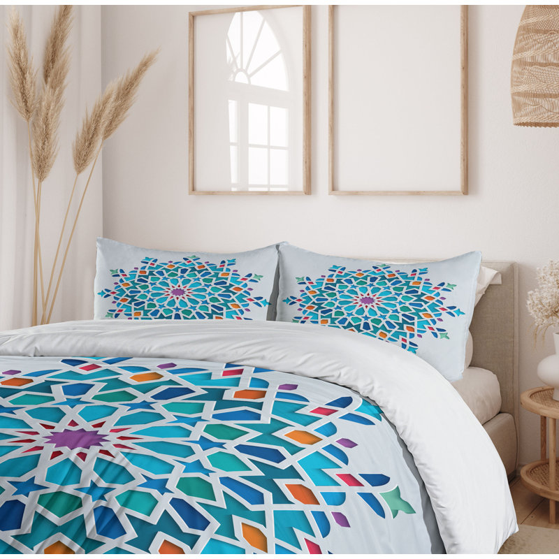 Global Inspired Polyester Geometric Shapes Duvet Cover, Twin Duvet Cover + 1 shams