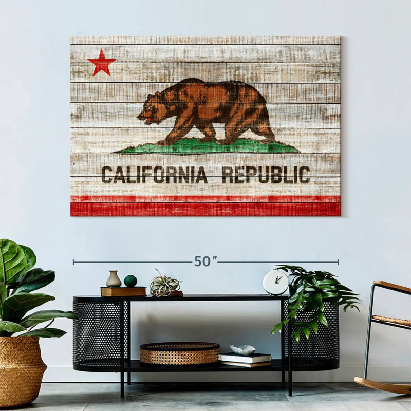 Borges Rustic California Flag, 34" H x 51" W