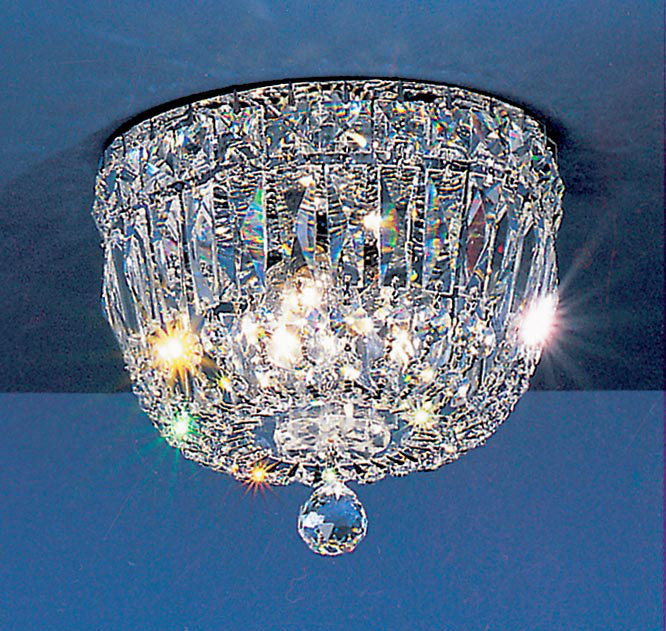 Plafonnier semi-encastré à cuve unique 3 lumières Empress, H 6 po x l 8 po x P 8 po, Crystalique-Plus