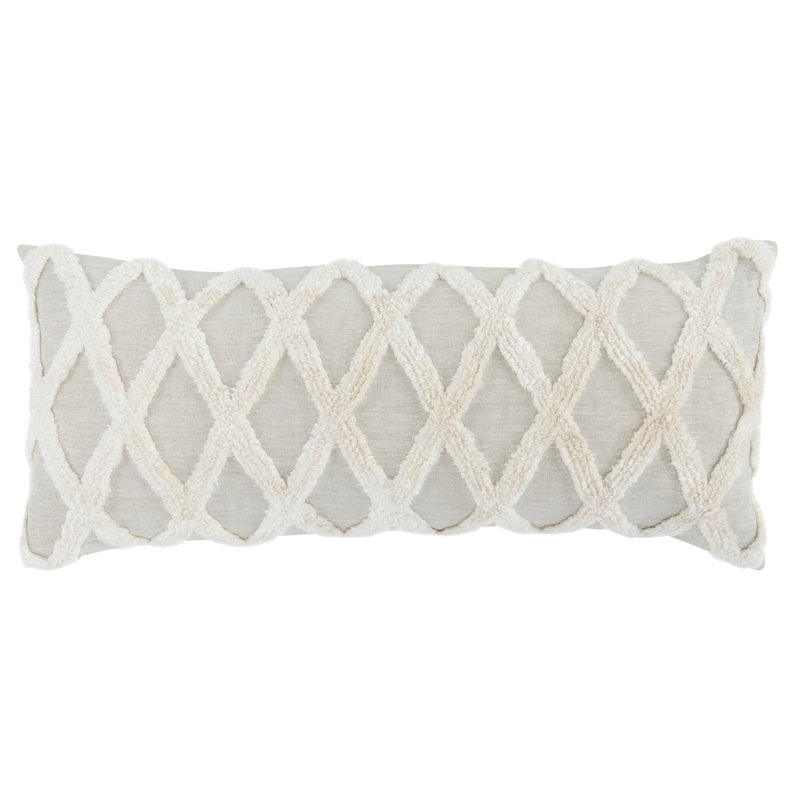 Evangeline Rectangular Pillow Cover & Insert, Natural/Ivory Geometric, 16" x 36"