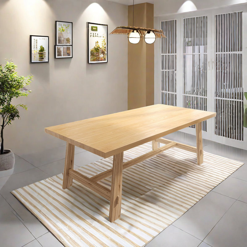 Nataija Ash Solid Wood Dining Table, 29.52"H x 78.74"L x 35.43"W