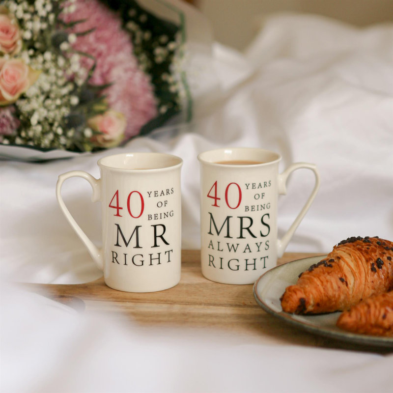 Porcelain Coffee Mug, 40th Anniversary