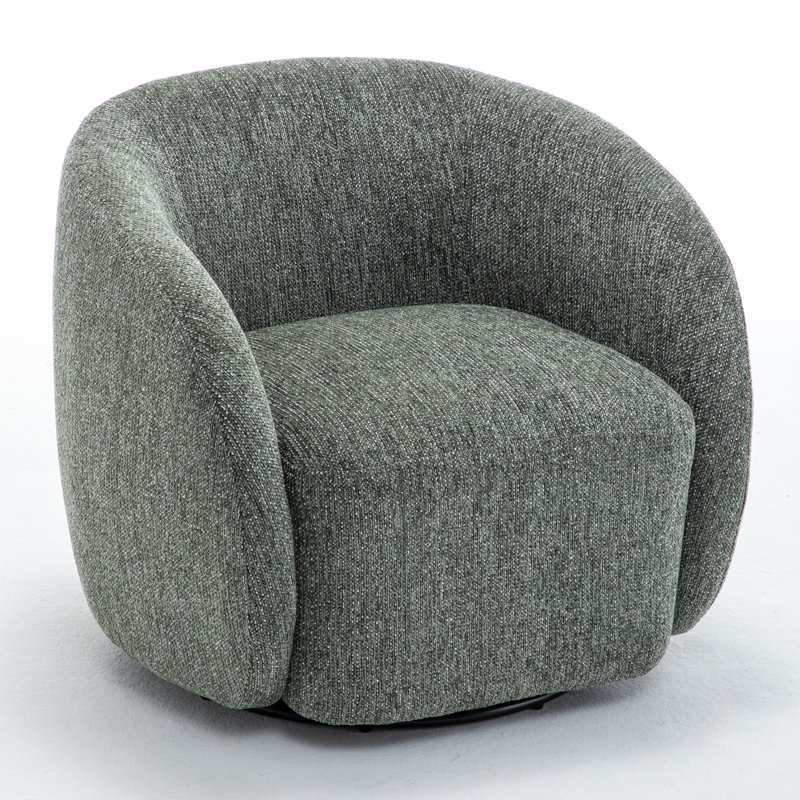 Aunna Upholstered Swivel Barrel Chair, Green