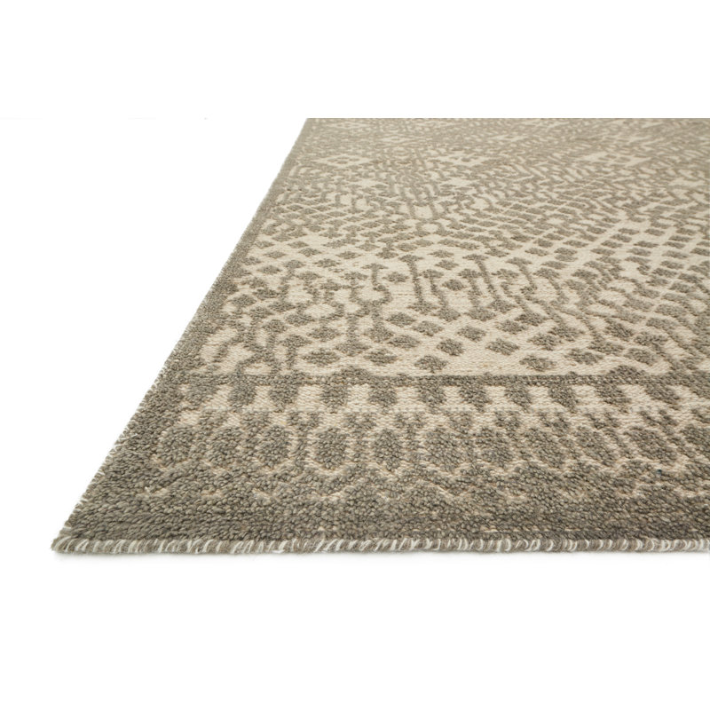 Tapis beige en laine noué à la main Hansel, Rectangle 7 pi 9 po x 9 pi 9 po