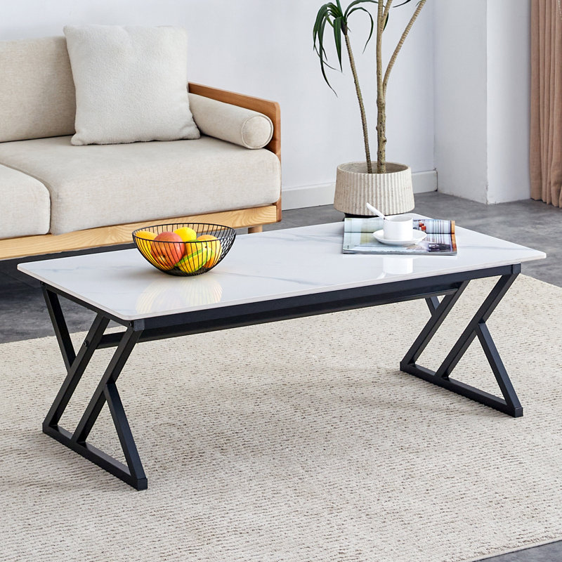 Coffee Table,Cocktail table,Living room table with metal legs, Brown, Black