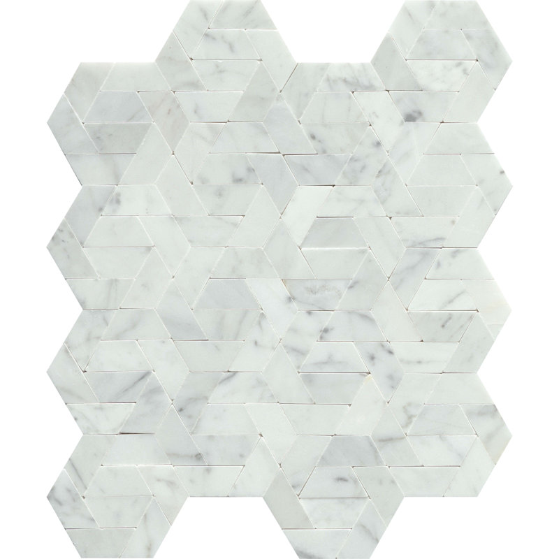 Bizou™ 9 x 13 in. Marble Decorative Accent Tile, White/White
