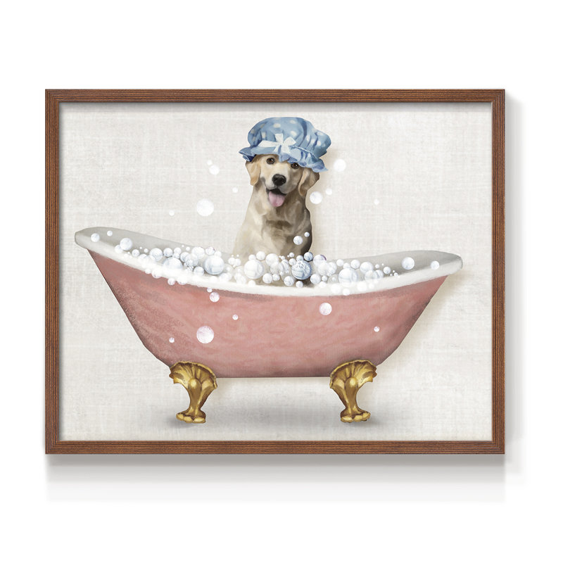 Bath Dogs III -Framed Print - Restickable, Noyer, H 22 po x l 28 po