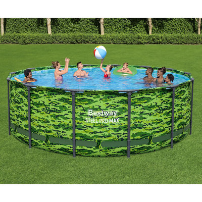 Bestway: ensemble de piscine camouflage en acier 14 pi x 48 po Pro Max, fabrication durable, assemblage facile