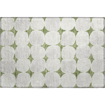 Premium Machine Washable Prisco Green Rug