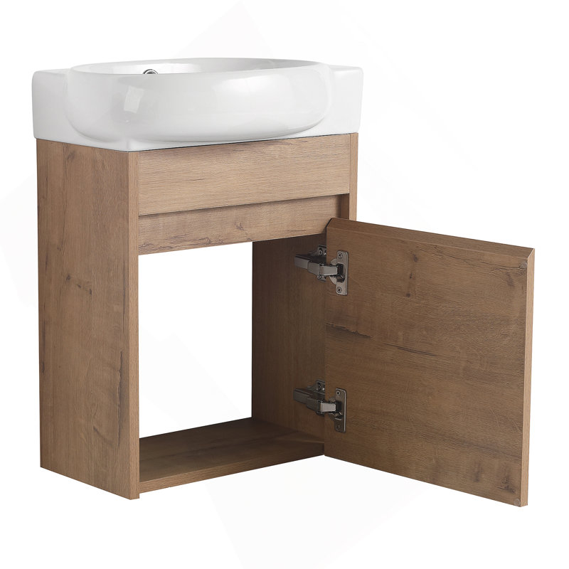 Meuble-lavabo autoportant à fermeture en douceur avec lavabo