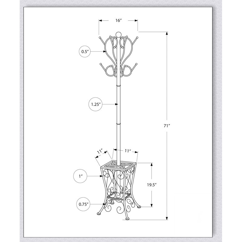 Free Standing Coat Rack with 8 Hooks and Umbrella Holder, Ideal for Entryways and Bedrooms, Classic Black Metal Design
