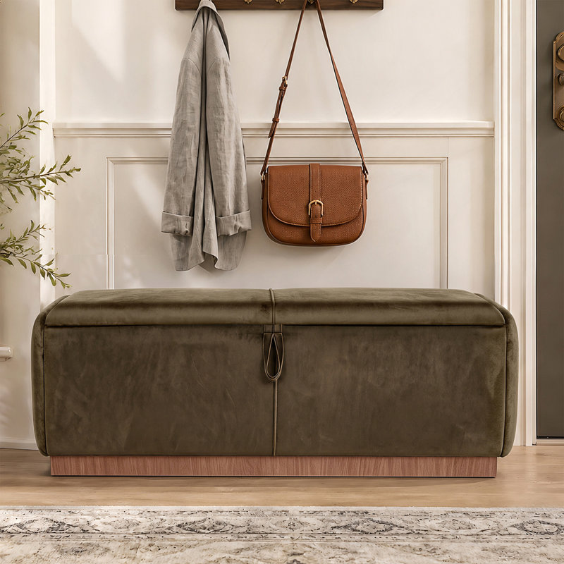Pouf de rangement, banc de rangement rembourré, banc de bout de lit, Brown, Brun