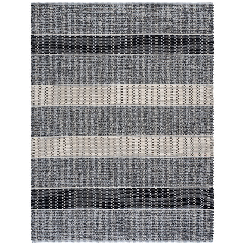Braided 764 Hand Woven Cotton Pile Striped Rug, Rectangle 8' x 10'