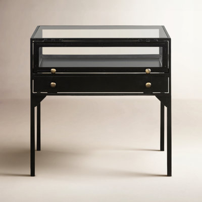 Bayline Glass Top End Table with Storage