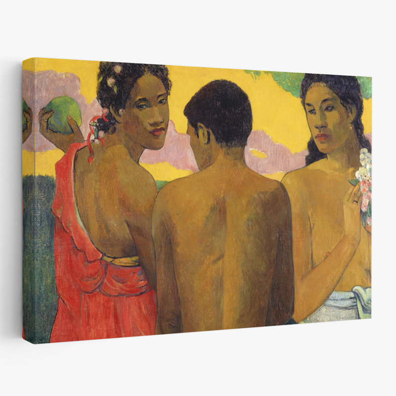 Trois tahitiens - musée post-impressionniste, H 16 po x l 24 po