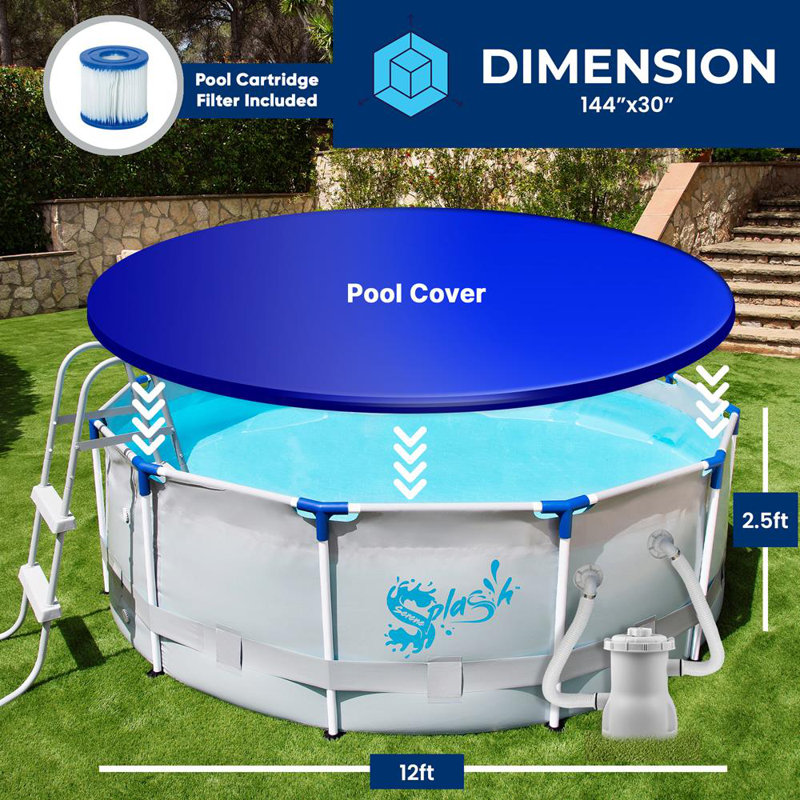 Piscine en métal à parois dures 12 pi x 2,5 pi SereneLife