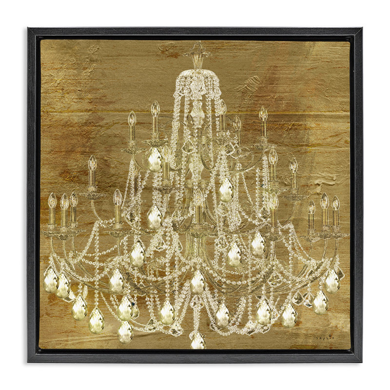 Lustre en cristal Vintage Glam, H 18 po x l 18 po, Cadre flottant noir de jais