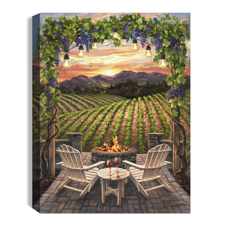 Sickels - Wine at Sunset 8x6 Lighted Tabletop Canvas