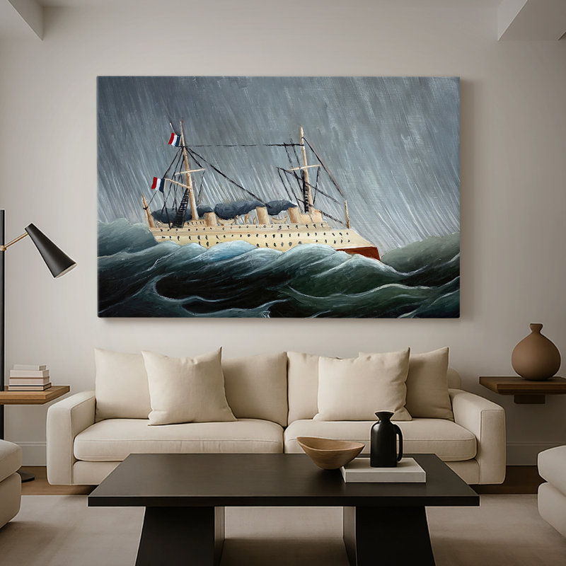 Un bateau dans une tempête (Navire dans la tempête) -Henri Rousseau-Toile tendue avec châssis-c. 1899, 32 x 48